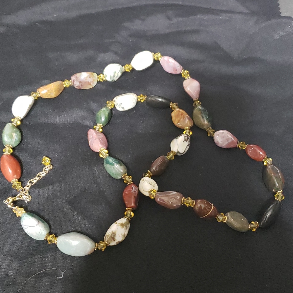 Natural Multi-Colored Stone Beaded Necklace - Picture 6 of 13